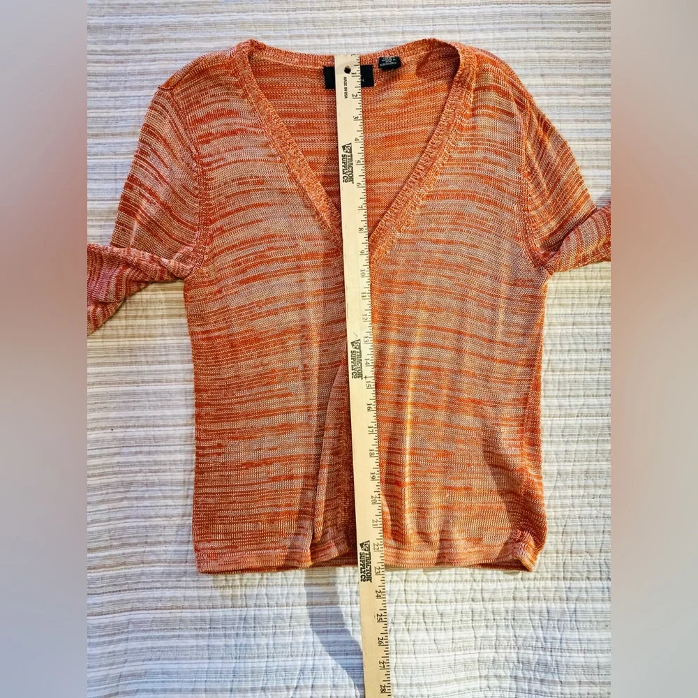 Dana Buchman Orange Cream Striped Knitted Cardigan, Size M - Picture 6 of 8